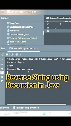 💡 Reverse a String in Java using Recursion | Easy & Fast Tutorial!#reverse#reversestring #java