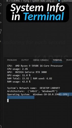 Take and Display PC Hardware Info using Python in Terminal Dashboard | Beginner Tutorial