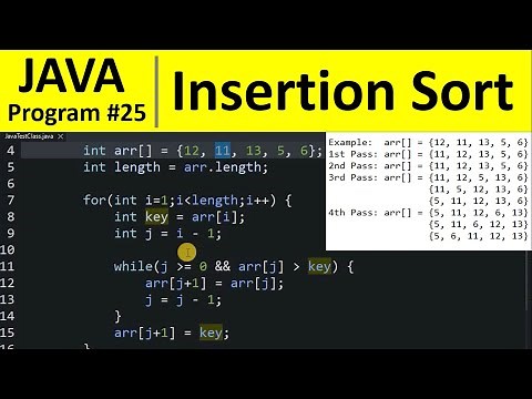 Java Program #25 - Sort Numbers using Insertion Sort in Java