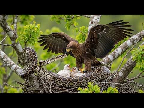 Mother Eagle Fights a Giant Python to Save Her Chicks… What Happened Next Shocked Everyone