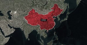 Digital Satellite Map Zoom to Highlight China