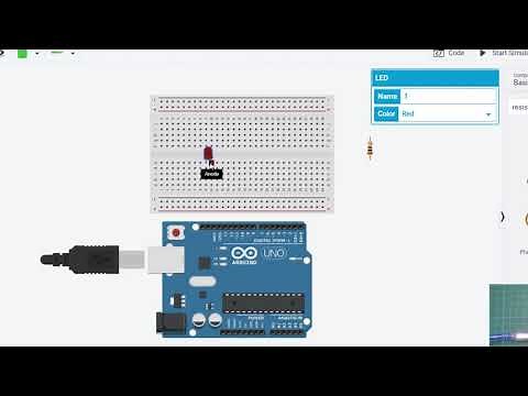 Blinking Led on Breadboard - Arduino Projects + Tinkercad
