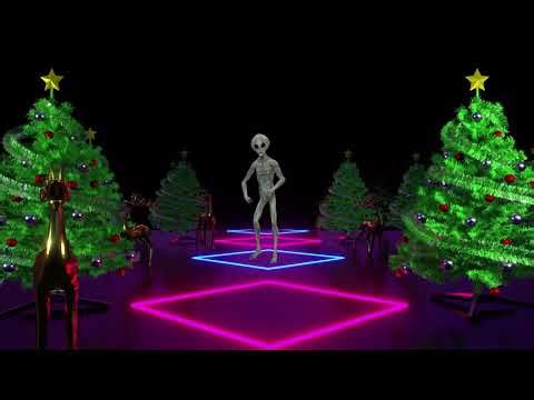 1 Hour Cosmic Christmas Rave Visuals 4K – Neon Alien Party Background VJ Loop