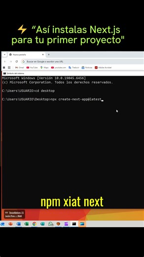 “Instalando Next.js desde cero 🚀 En este primer video te muestro cómo crear tu proyecto y dejar todo listo para iniciar. Perfecto si estás empezando con React y quieres dar el salto a Next.js.” #programacionweb #DesarrolloWeb #programadoresweb #nextjs #javascript | Progamacion web