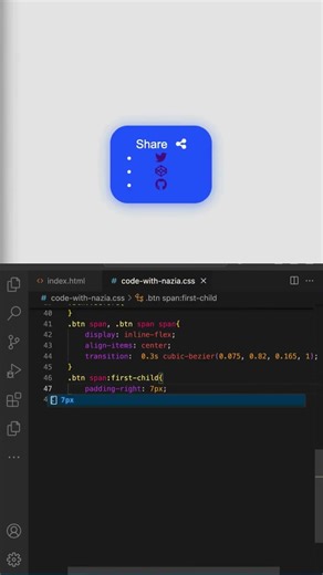 Animated Social Share Button HTML CSS #coding #animatedbutton#htmlcss #shorts