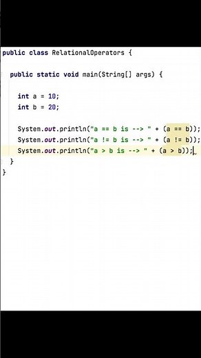 Relational operators in java