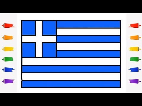 How To Draw Greece Flag for Kids || Little Channel || How to Draw the Greek flag Learn